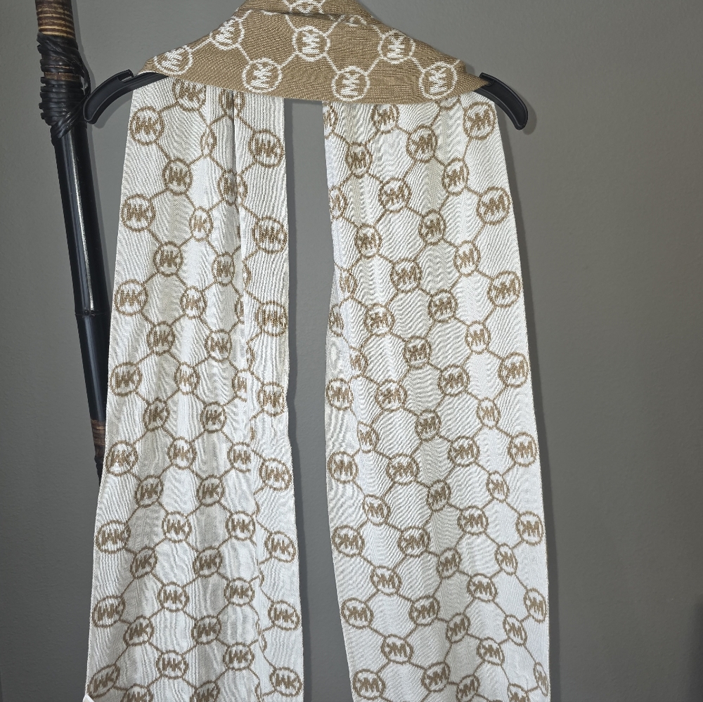 Michael Kors Beige and Cream Logo Scarf